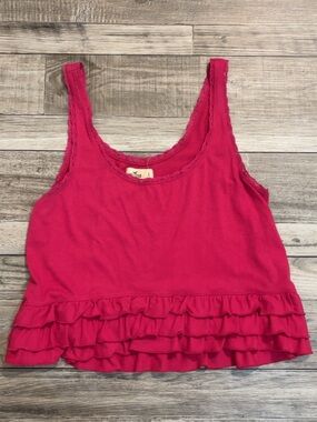 Hollister Hot Pink Ruffle Hem Sleeveless Tank